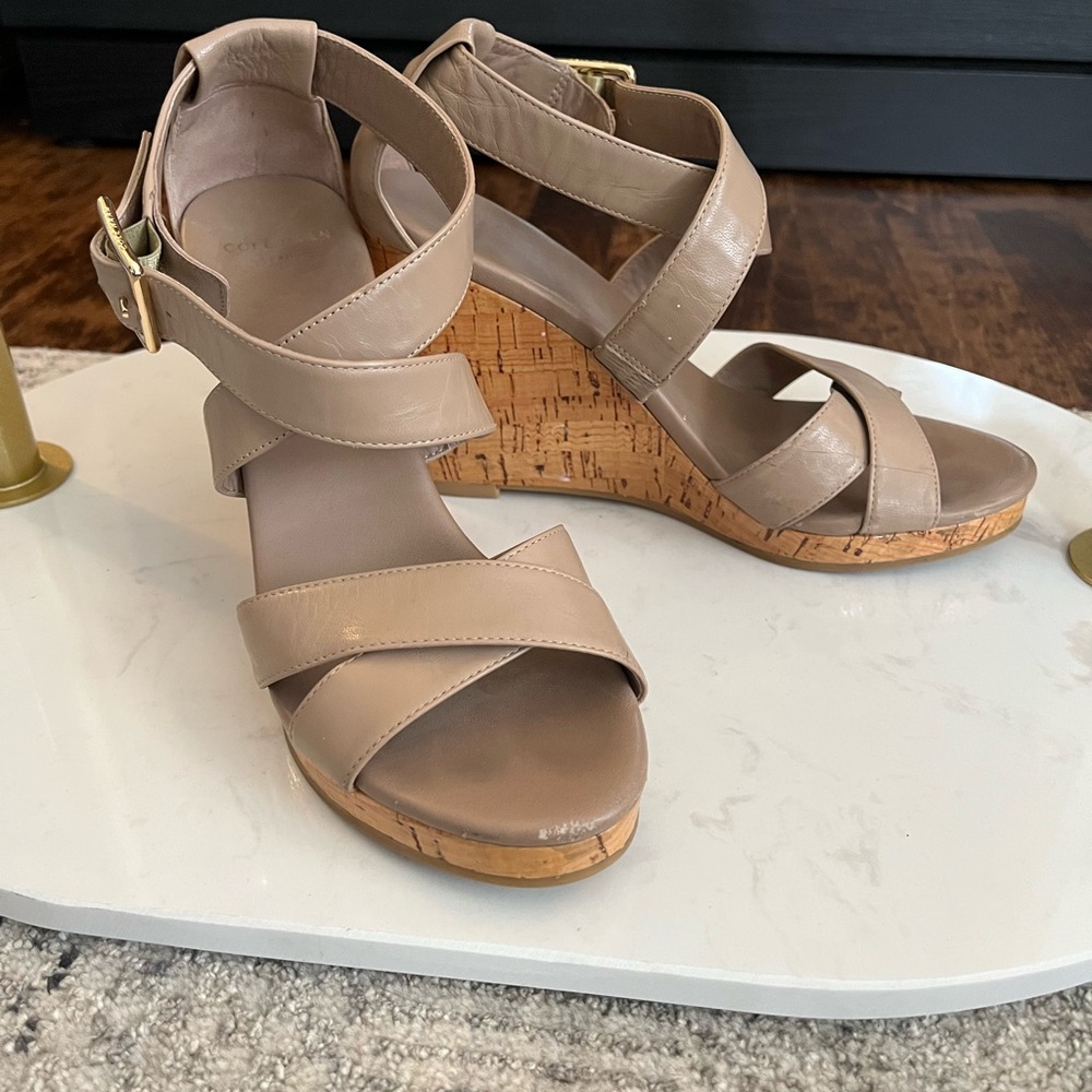 Cole Haan Beige Wedge Sandals
